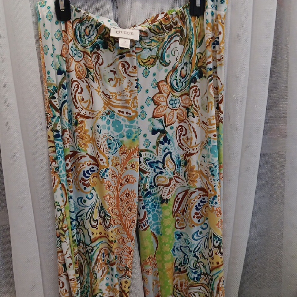 Chico's Multi-Color Paisley Wide-Leg Pants